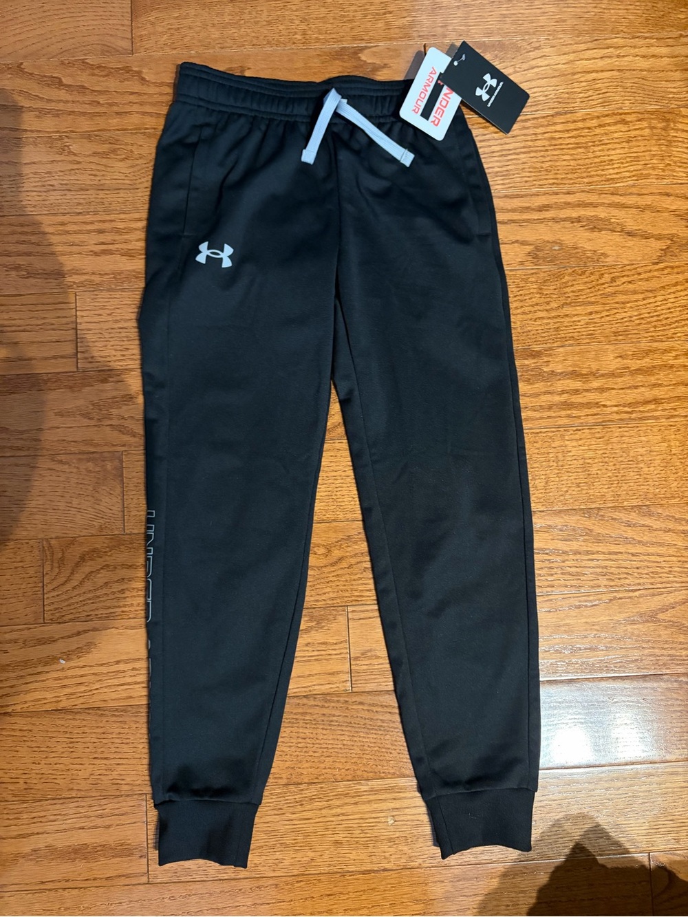 Under Armour Kids Black Joggers with White Drawstring